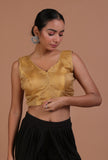 Golden Color Raw Silk Plain Blouse