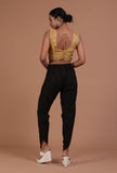Golden Color Raw Silk Plain Blouse