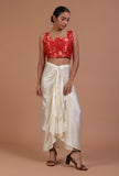Red Color Raw Silk  Blouse