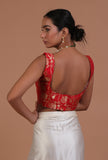 Red Color Raw Silk  Blouse