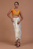 Yellow Color Raw Silk Embroidered Blouse