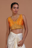 Yellow Color Raw Silk Embroidered Blouse