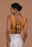 Yellow Color Raw Silk Embroidered Blouse