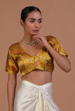 Mustard Yellow Color Raw Silk  Blouse