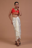 Red Color Raw Silk Embroidered Blouse