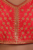 Red Color Raw Silk Embroidered Blouse