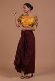 Mustred Yellow Color Organza Printed Blouse
