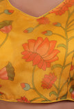 Mustred Yellow Color Organza Printed Blouse