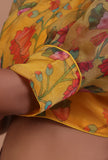 Mustred Yellow Color Organza Printed Blouse