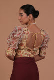 Yellow Color Organza Printed Blouse