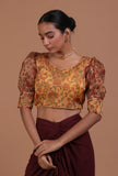 Yellow Color Organza Printed Blouse