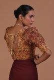 Yellow Color Organza Printed Blouse