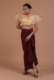Golden Color Organza Plain Blouse