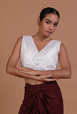 White Color Organza Plain Blouse