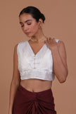 White Color Organza Plain Blouse