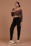 Black Cotton Ajrakh Printed Full Sleeve Blouse