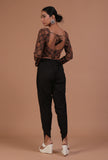 Black Cotton Ajrakh Printed Full Sleeve Blouse