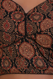 Black Cotton Ajrakh Printed Full Sleeve Blouse