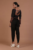Black Cotton Ajrakh Printed Full Sleeve Blouse