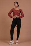 Maroon Cotton Ajrakh Printed Full Sleeve Blouse