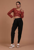 Maroon Cotton Ajrakh Printed Full Sleeve Blouse