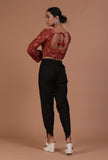 Maroon Cotton Ajrakh Printed Full Sleeve Blouse