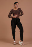 Black Cotton Ajrakh Printed Full Sleeve Blouse