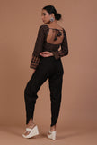 Black Cotton Ajrakh Printed Full Sleeve Blouse