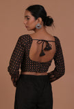 Black Cotton Ajrakh Printed Full Sleeve Blouse