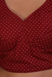 Maroon Cotton Ajrakh Printed Full Sleeve Blouse