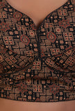 Black Cotton Ajrakh Printed Full Sleeve Blouse