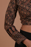 Black Cotton Ajrakh Printed Full Sleeve Blouse