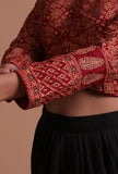 Maroon Cotton Ajrakh Printed Full Sleeve Blouse