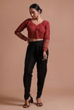 Maroon Cotton Ajrakh Printed Full Sleeve Blouse