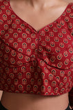 Maroon Cotton Ajrakh Printed Full Sleeve Blouse