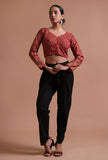 Maroon Cotton Ajrakh Printed Full Sleeve Blouse