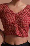 Maroon Cotton Ajrakh Printed Full Sleeve Blouse