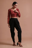 Maroon Cotton Ajrakh Printed Full Sleeve Blouse