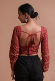 Maroon Cotton Ajrakh Printed Full Sleeve Blouse