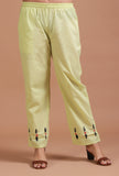 Set Of 2: Yellow Cotton Solid Plain Kurta & Pant Set