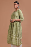 Sage Green Cotton Printed Dress