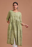 Sage Green Cotton Printed Dress
