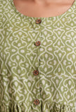 Sage Green Cotton Printed Dress