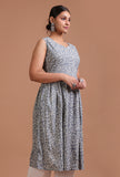 Stylish grey printed cotton dress