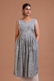 Elegant grey cotton dress with patterns