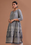Grey Cotton Printed Dress