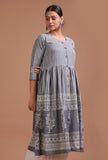 Grey Cotton Printed Dress