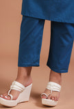 Set Of 2: Blue Cotton Solid Plain Kurta & Pant Set