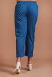 Set Of 2: Blue Cotton Solid Plain Kurta & Pant Set