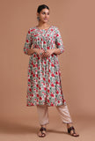 Set Of 2: Multicolor Cotton Printed Dress & Pant Set